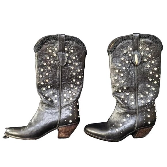 Buttero Italian Leather Rhinestone Embellished Western cowboy boots sz 37 US 7 - Picture 16 of 16